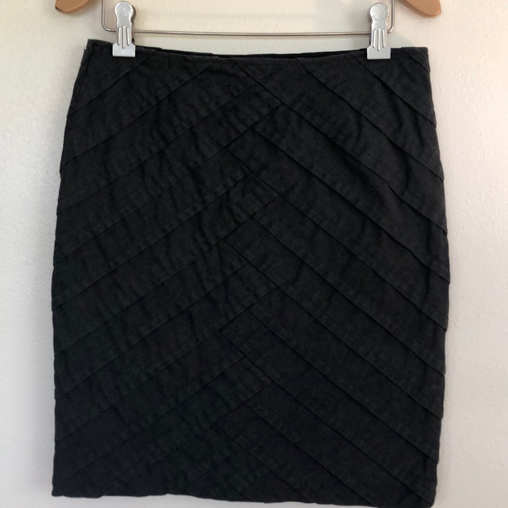 Black denim skirt with diagonal pattern